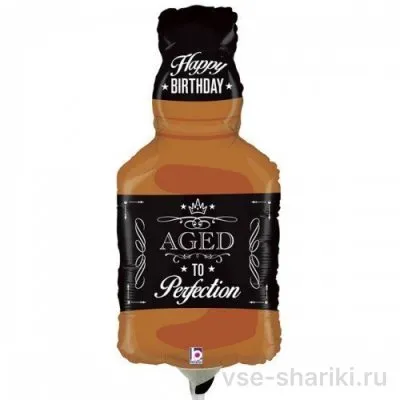 Фигура бутылки виски с надписью Happy Birthday на палочке