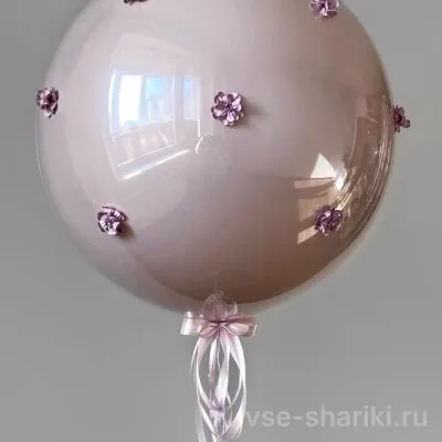 Шар дабл стафф 90 см, сиренево-розовый, с 14 атласными цветочками