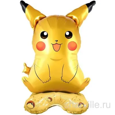 Фольгированная фигура жёлтый покемон Пикачу на подставке, 58 см