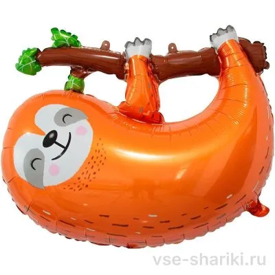 Фигура ленивца на древесной ветке, оранжево-коричневая, 79 см
