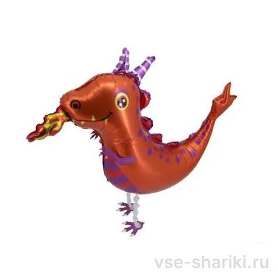 Фигура-ходячка коричневый дракон с фиолетовыми рожками, 91 см