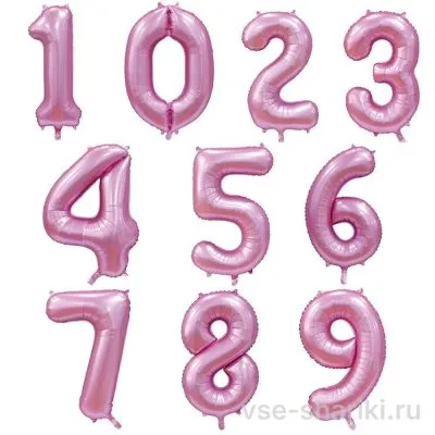 Шар-цифра нежно-розовый сатин на грузике, 101 см