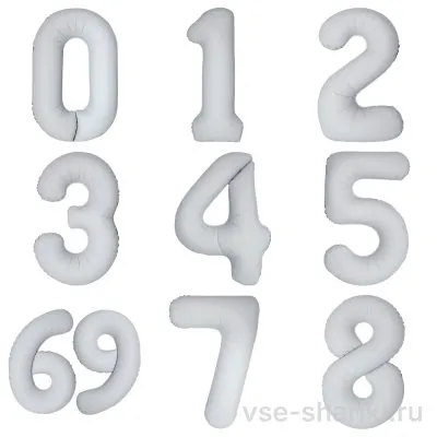 Шар-цифра матового белого цвета без бликов, 90 см