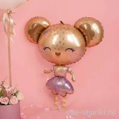 Фигура мышки-балерины в сиреневом платье, ходячая, 91 см