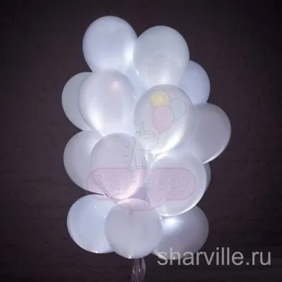 Шар-огонёк 30 см белый, светодиод работает около трёх суток, для свадьбы