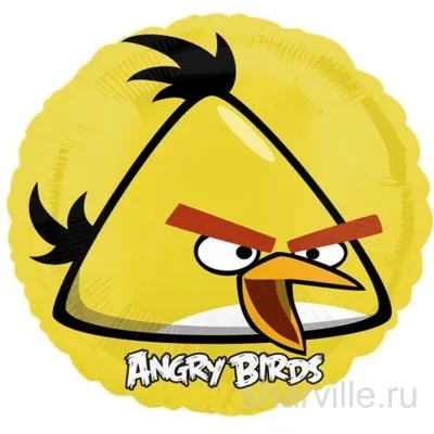 Фольгированный круг 45 см с жёлтой птицей Чаком из Angry Birds
