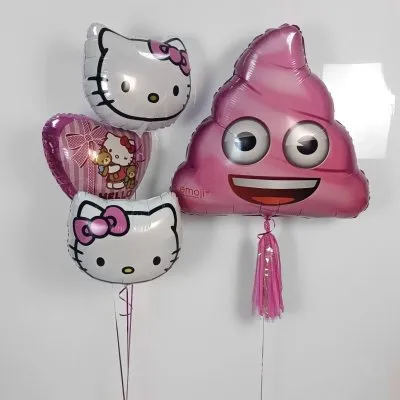 Шуточная композиция с Hello Kitty 66 см, сердцем и розовым «мороженым» с тассел
