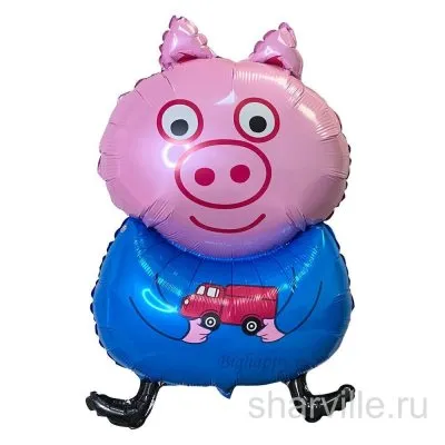 Фольгированный поросёнок Джордж с игрушечной машинкой, 79 см