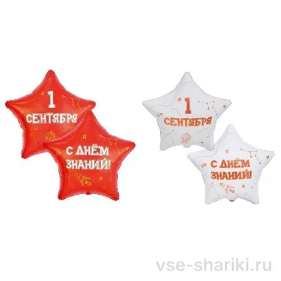 Шар-звезда «С Днём знаний», красный или белый, 45 см