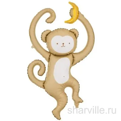Обезьянка с бананом из фольги, ходячая фигура на воздухе около 88 см
