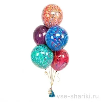 Шар 60 см с рисунком павлиньих перьев