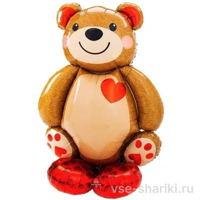 Ходячая фигура медвежонка в коричневых тонах, 121 см