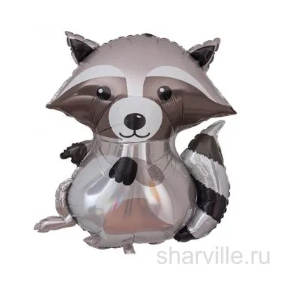 Шар-фигура енот из фольги с гелием, коричневый, высота 50 см