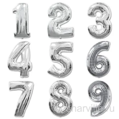 Серебристая цифра без рисунка для свадьбы, юбилея и выпускного, 90 см