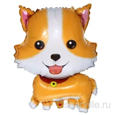 Шар-фигура рыжий корги с короткими лапками из фольги, 66 см