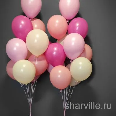 Пара розовых фонтанов по 11 шаров: 22 латексных шара от светлого до фуксии