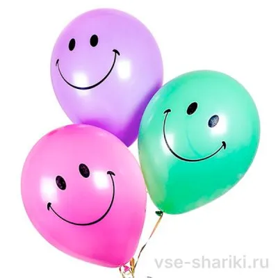 Шар-смайлик с классической рожицей, 30 см, цвет на выбор