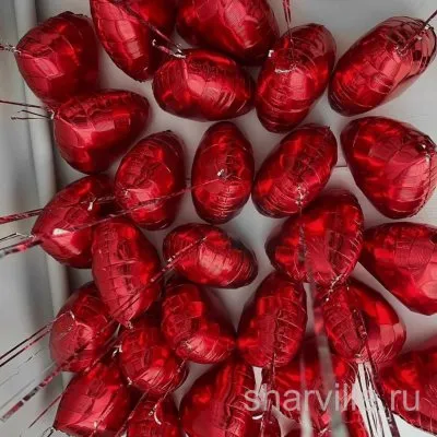 Облако из 25 красных сердец 45 см из фольги для признания в чувствах