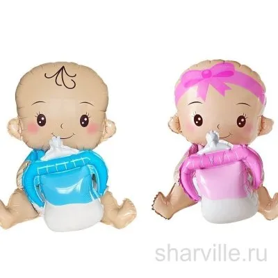 Фольгированная 3D-фигура малыша, голубая или розовая, высота 51 см