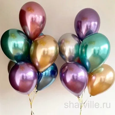 Хромированный шар 30 см на ленте, шесть цветов на выбор