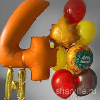 Набор шаров к 1 сентября: цифра, буква, кленовый лист 58 см и осенние шары