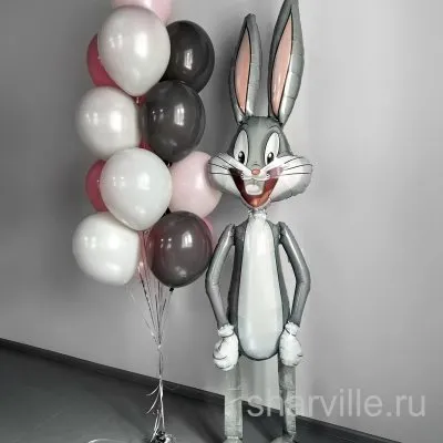 Набор с ходячим кроликом Багзом Банни 208 см и фонтаном из 15 шаров