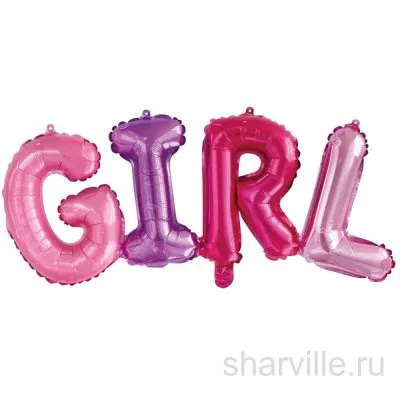 Фольгированная надпись «Girl» 113 на 43 см в розовых и сиреневых тонах