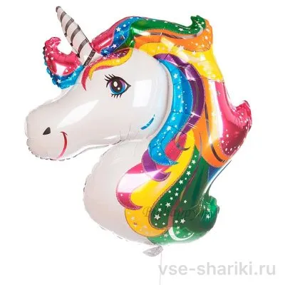 Фигура радужного единорога с гелием, около 90 см