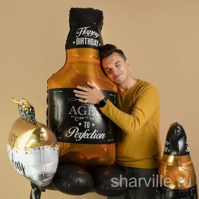 Бутылка виски из фольги на подставке с надписью Aged to Perfection, 127 см
