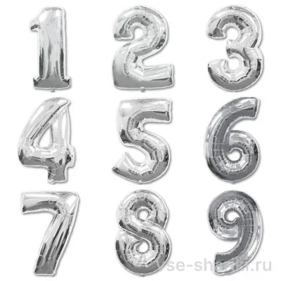 Шар-цифра с серебристым металлическим блеском, 90 см