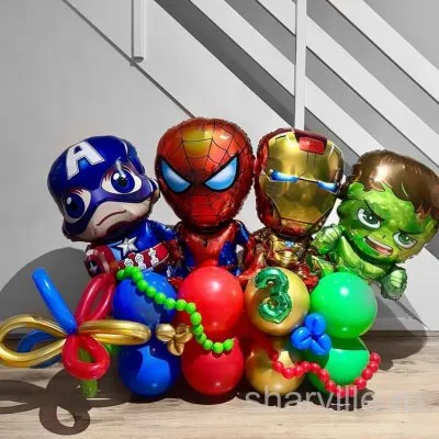 Композиция Marvel: Халк, Железный человек, Капитан Америка, Человек-паук и цифра