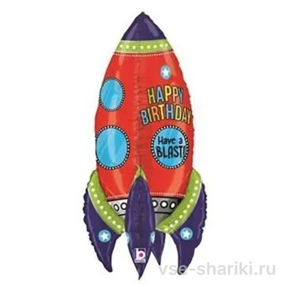 Фигура-ракета из фольги с надписью Happy Birthday