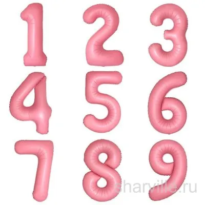 Розово-персиковая цифра пастельного оттенка, 90 см, наполнена гелием