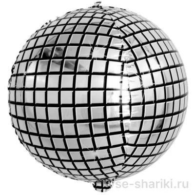 Шарик-сфера с диско-бликами, серебро, 25 см