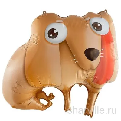 Фольгированный коричневый пёс с огромными глазами, шар 74 см